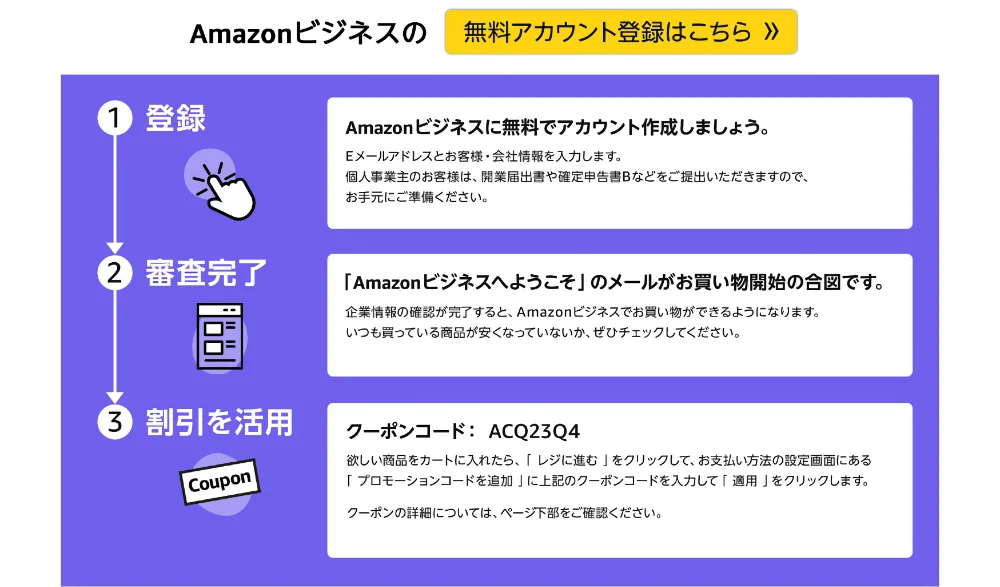 Amazonビジネスのアカウントを登録。でも、3000円クーポンが使えなかった必須条件とは？