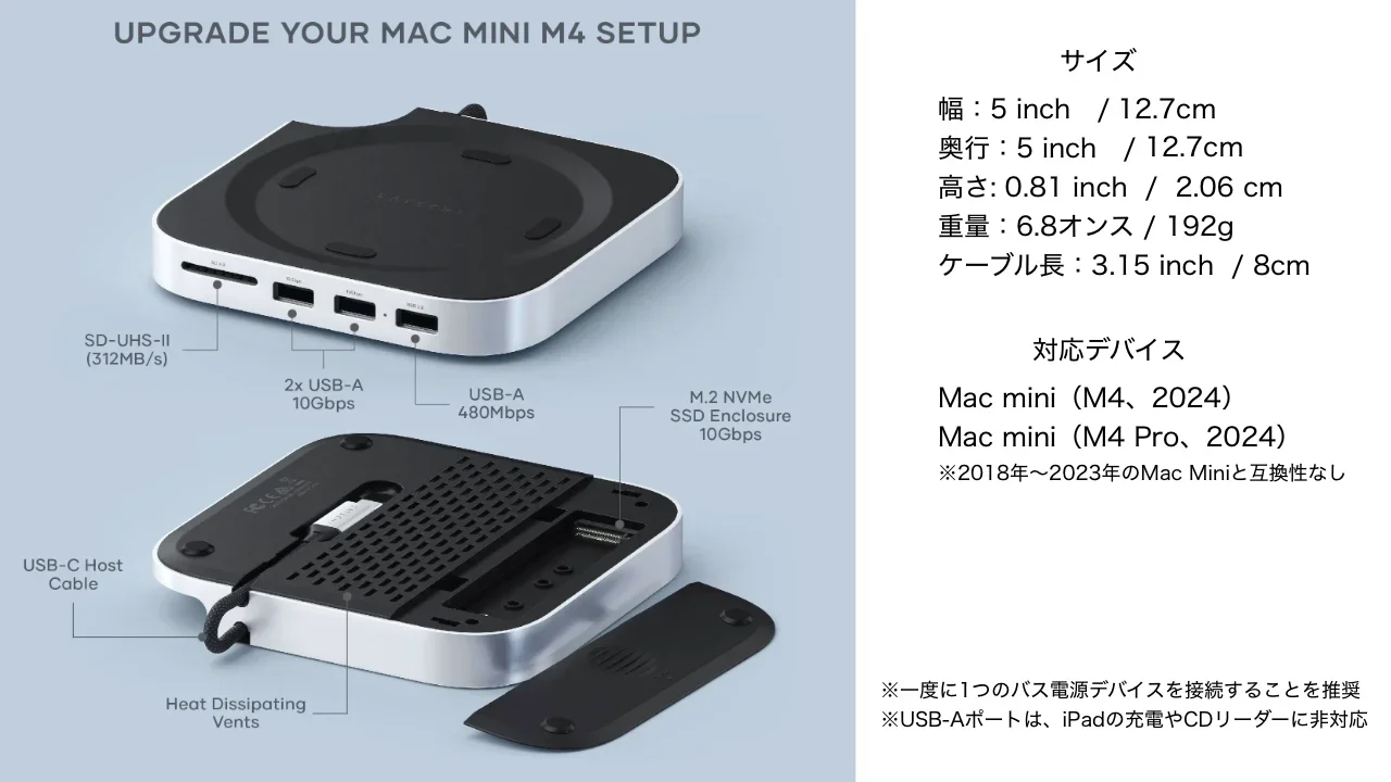 Satechiの「Mac Mini M4 Stand & Hub with SSD Enclosure」をお得に注文してみた